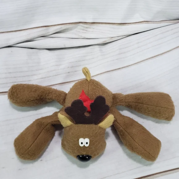 🌞SOLD🌞 Hallmark Rodney Reindeer Mini Plush Toy Red Bow Felt Body 5 Inch 1979 - Picture 3 of 9